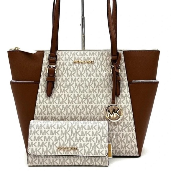 Michael Kors Handbags - Michael Kors Large Charlotte Tote Bag & Trifold Wallet Vanilla